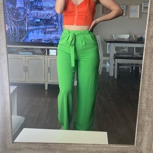 Zara Green tie front pants , wide leg . Brand new from Zara, very comfortable.